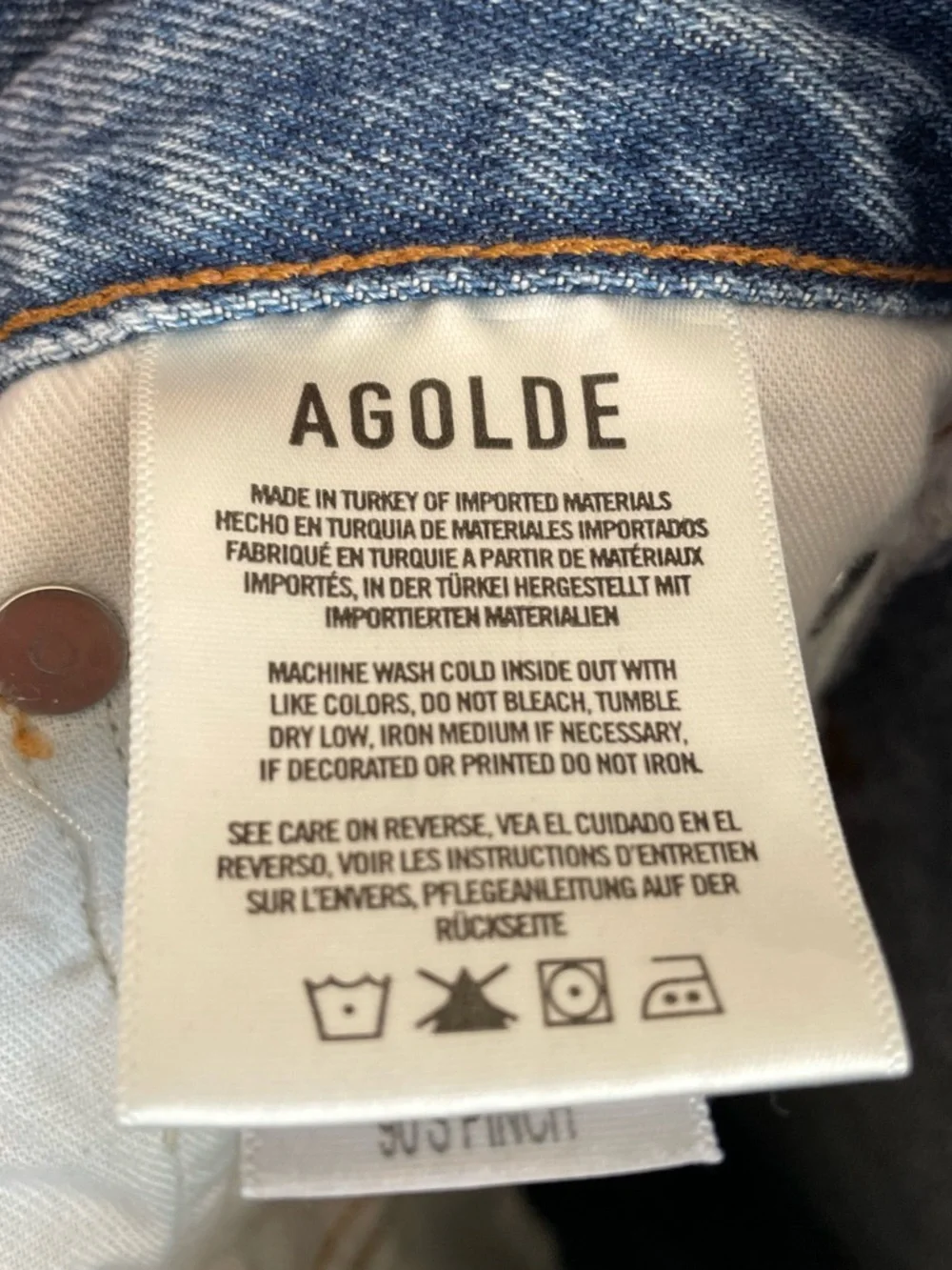 AGOLDE 90s PINCH WAIST HIGH RISE STRAIGHT IN NAVIGATE Size 24 - Picture 10 of 12